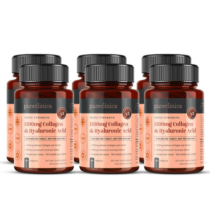 Collagen + Hyaluronic Acid - 1500mg x 180 tablets (1200mg collagen, 300mg HA in one tablet)