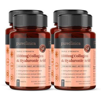 Collagen + Hyaluronic Acid - 1500mg x 180 tablets (1200mg collagen, 300mg HA in one tablet)