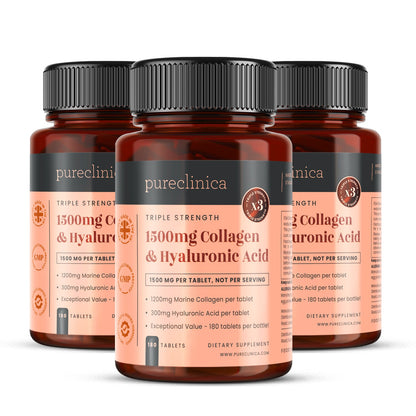 Collagen + Hyaluronic Acid - 1500mg x 180 tablets (1200mg collagen, 300mg HA in one tablet)