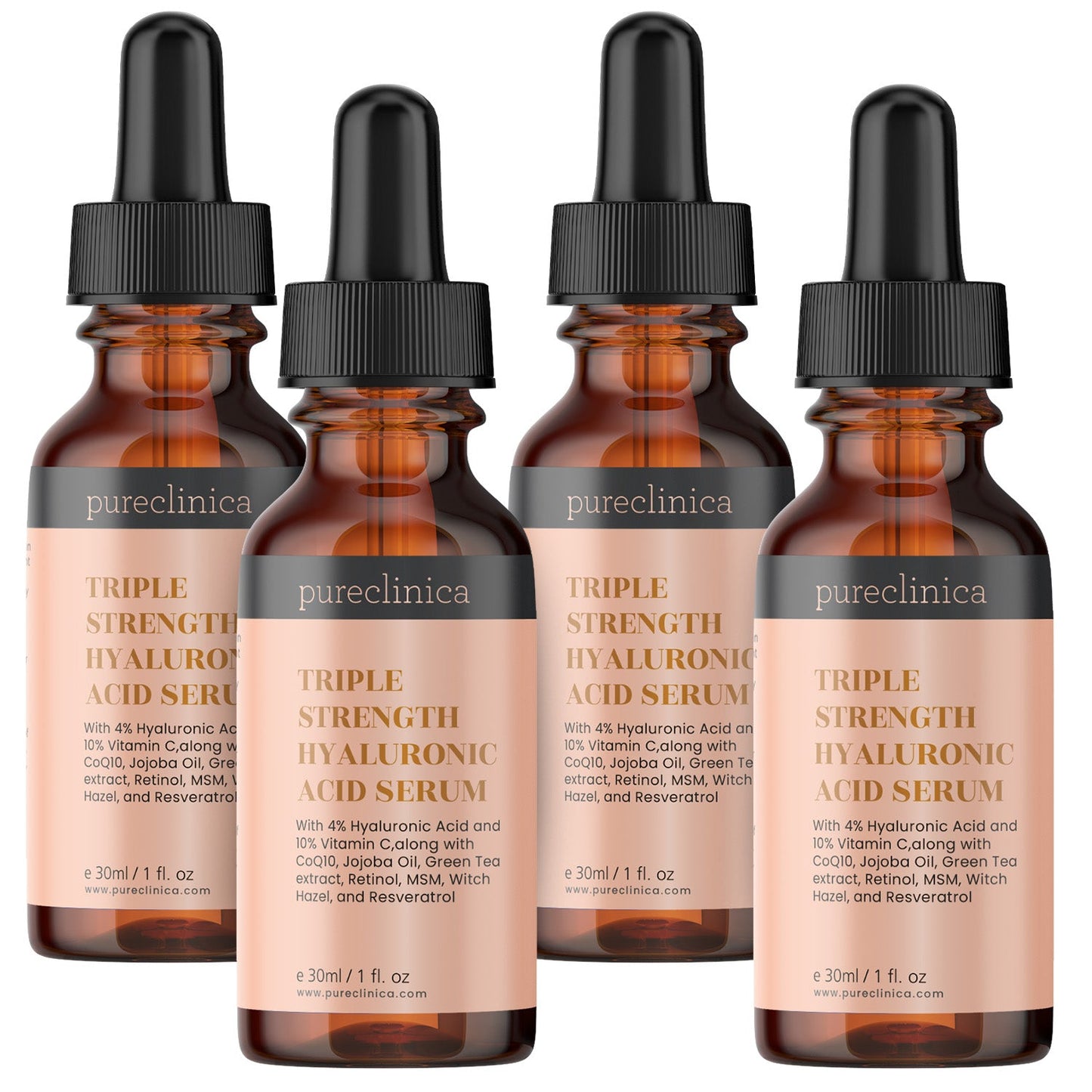 Triple Strength Hyaluronic Acid Serum - 6% hyaluronic acid with vitamins C & E, Resveratrol and CoQ10 - 30ml/1 fl oz