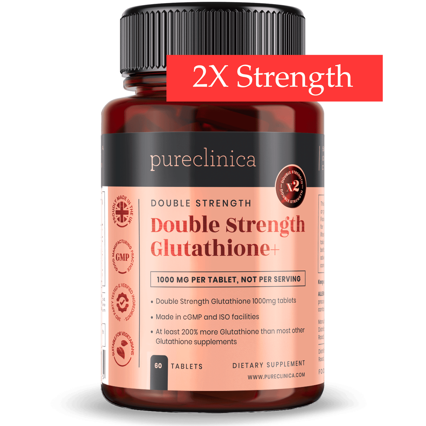 Double Strength Glutathione with ALA and Vit C - 1000mg x 60 tablets.