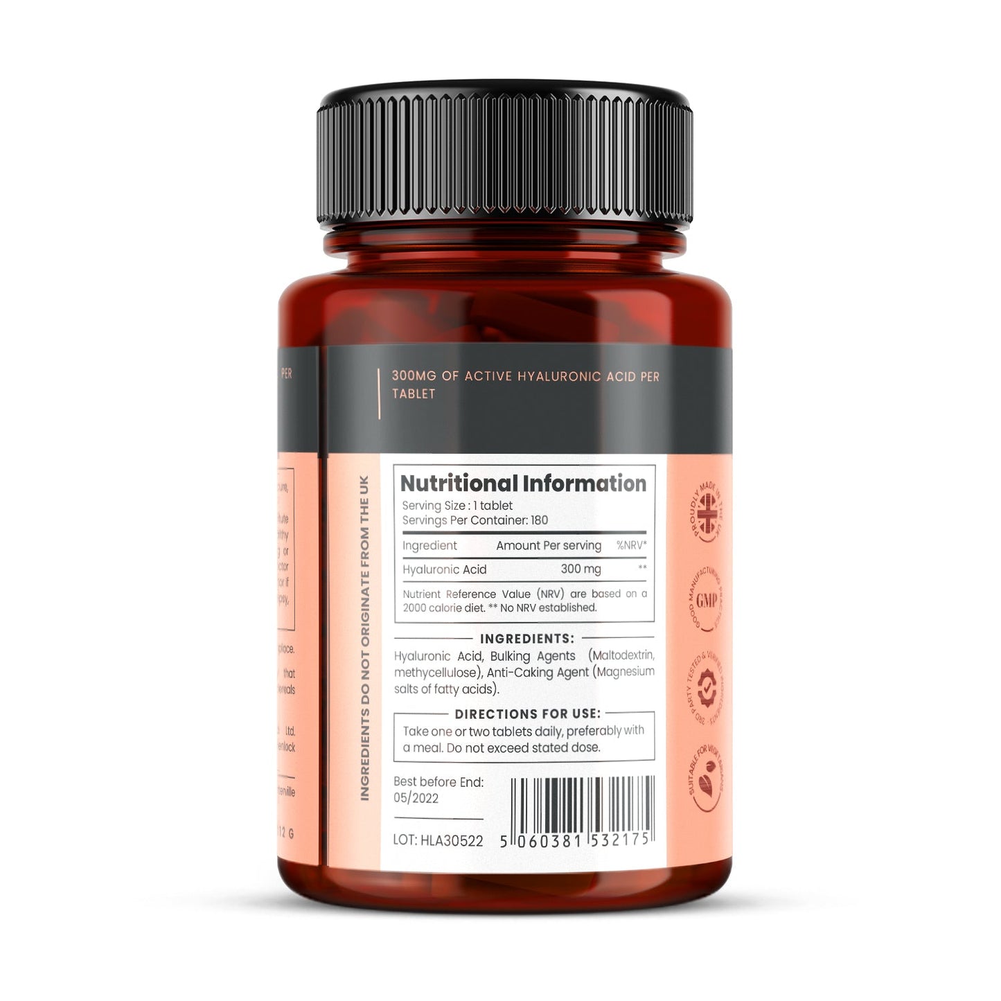 Hyaluronic Acid - 300mg x 180 tablets