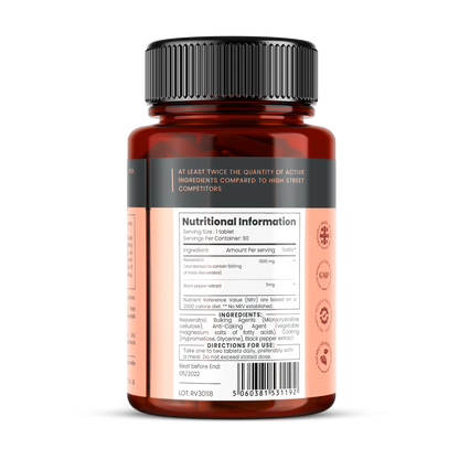Max Strength Resveratrol 1000mg x 90 tablets - 50% trans-reseveratrol