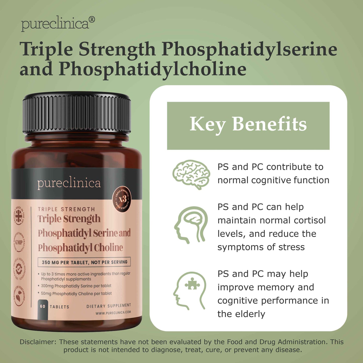 PhosphatidylSerine 350mg + PhosphatidylCholine 50mg - 350mg x 60 Tablets