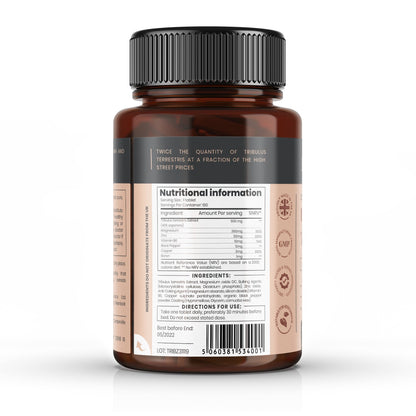 Tribulus and Zinc, Magnesium & B6 - 180 tablets  x 958mg (40% Saponins with Copper, Boron & Black Pepper)