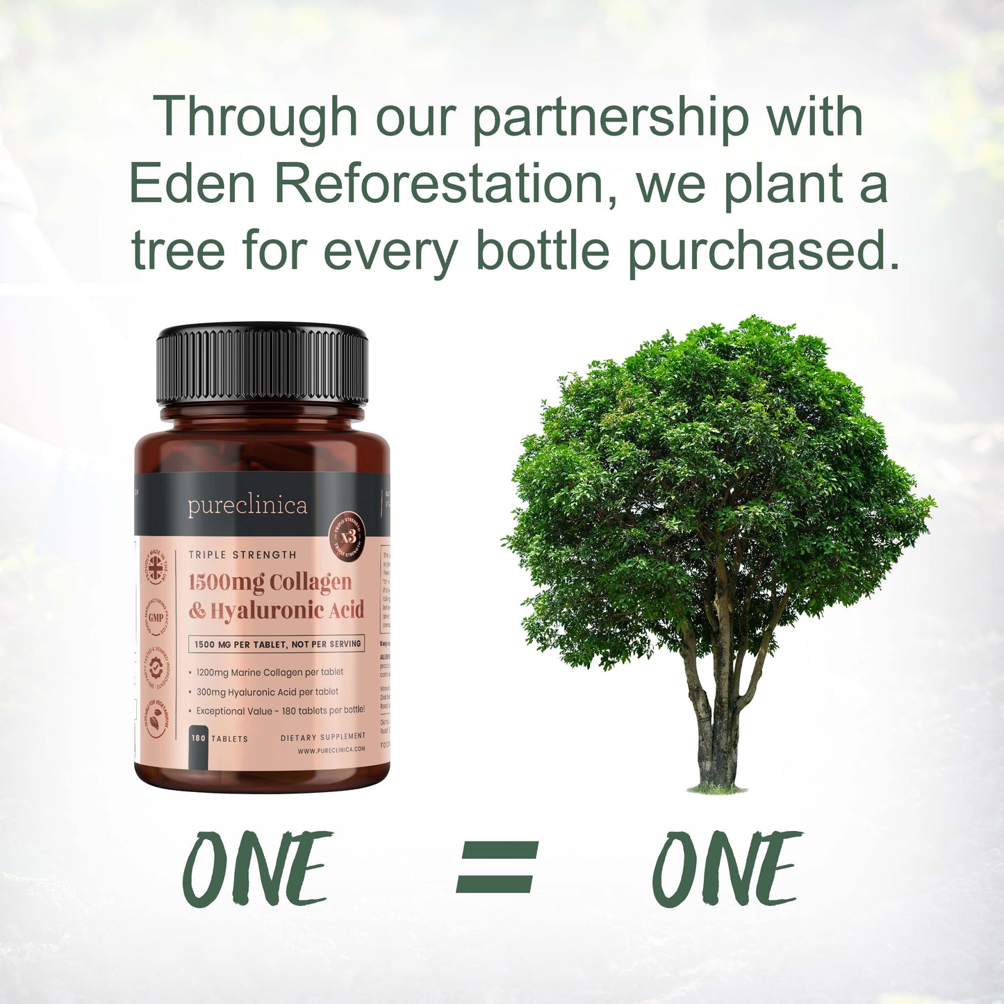 Collagen + Hyaluronic Acid - 1500mg x 180 tablets (1200mg collagen, 300mg HA in one tablet)