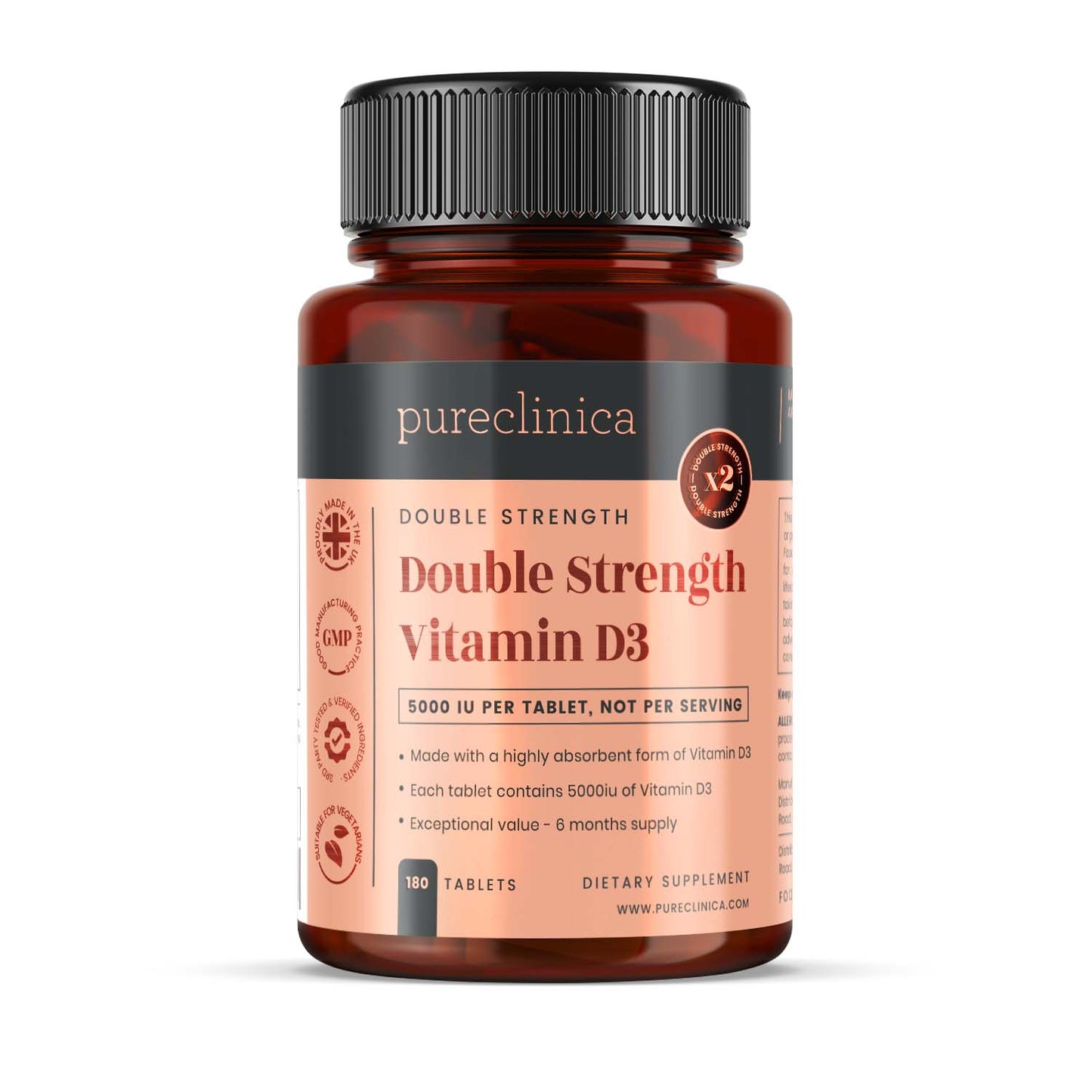 Vitamin D3 5000iu Tablets - 180 per bottle - 6 months supply